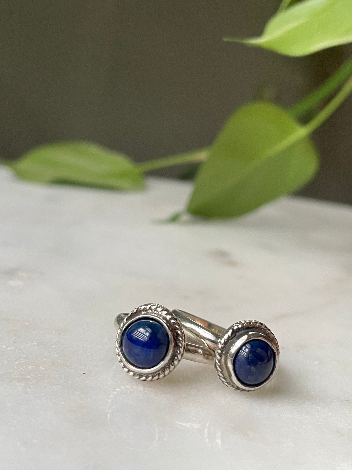Navy Blue Glaze - Sterling Silver Ring