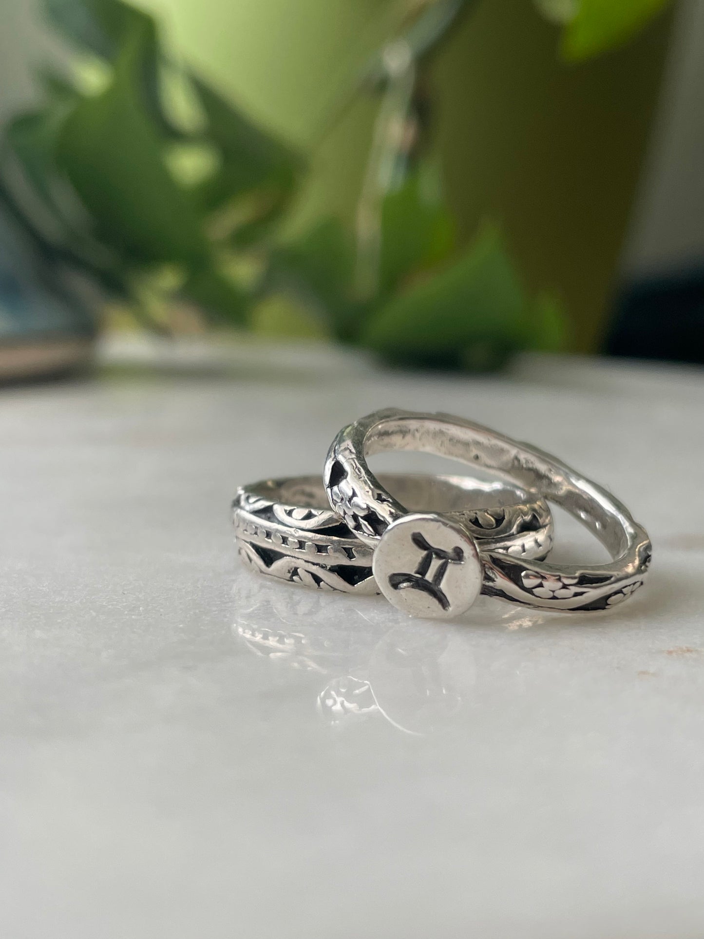 Gemini Stacked Rings - Fine Silver