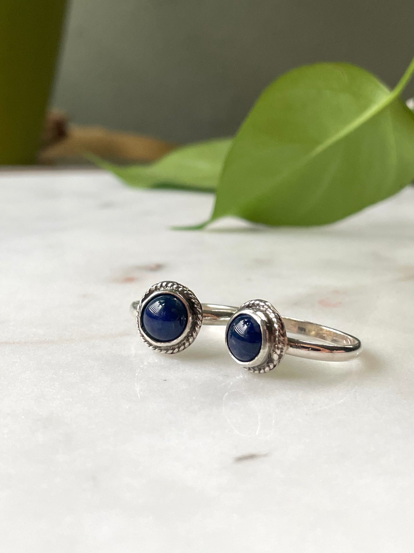 Navy Blue Glaze - Sterling Silver Ring