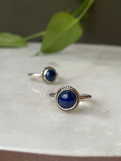 Navy Blue Glaze - Sterling Silver Ring